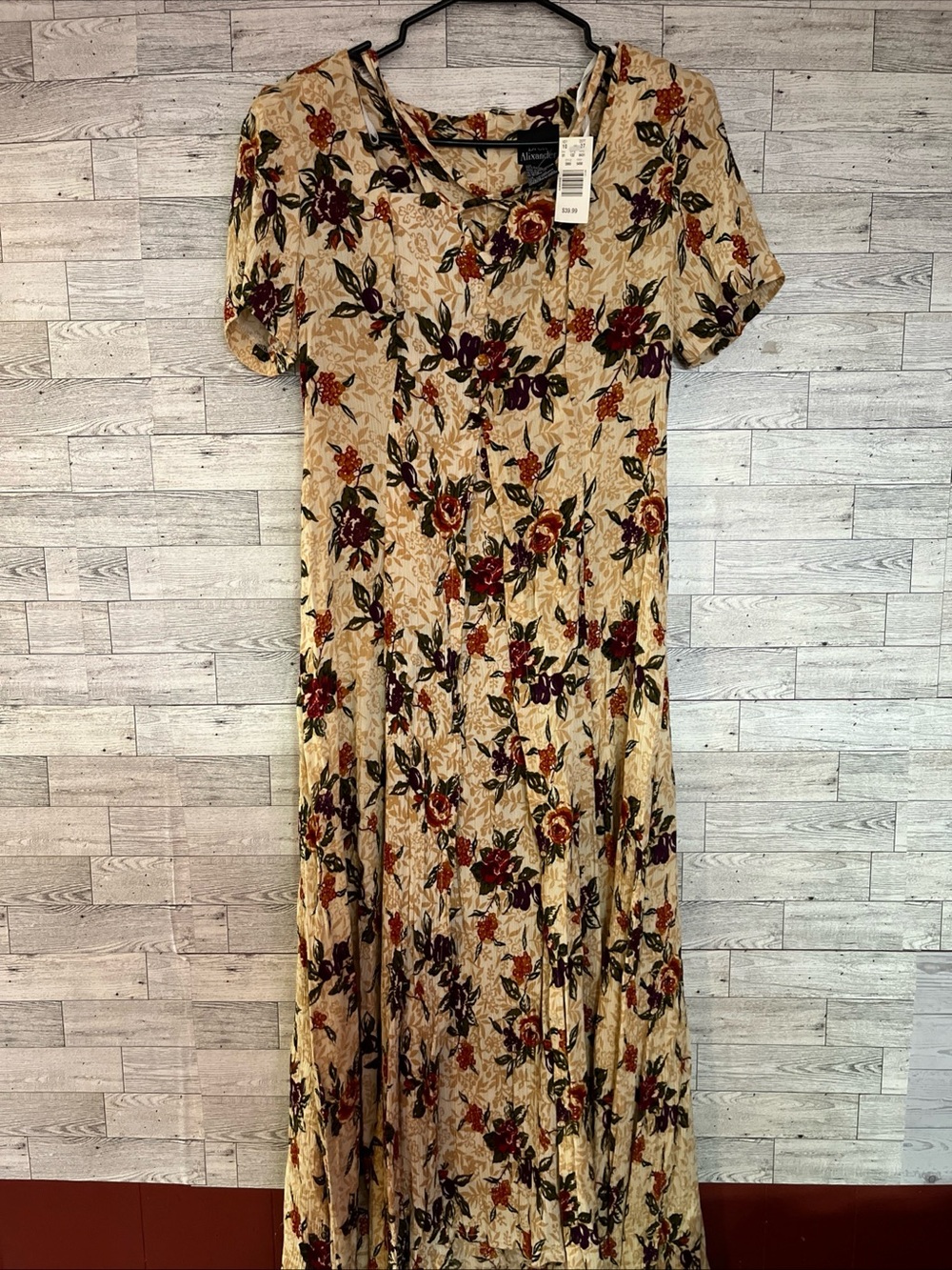 Vintage NWT Brett Alixander Floral Maxi Dress Size 11/12 Slit Cottagecore